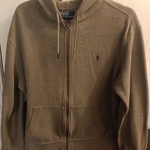 Polo by Ralph Lauren Men's Light Brown Full-Zip Hoodie Sweater Men's Large